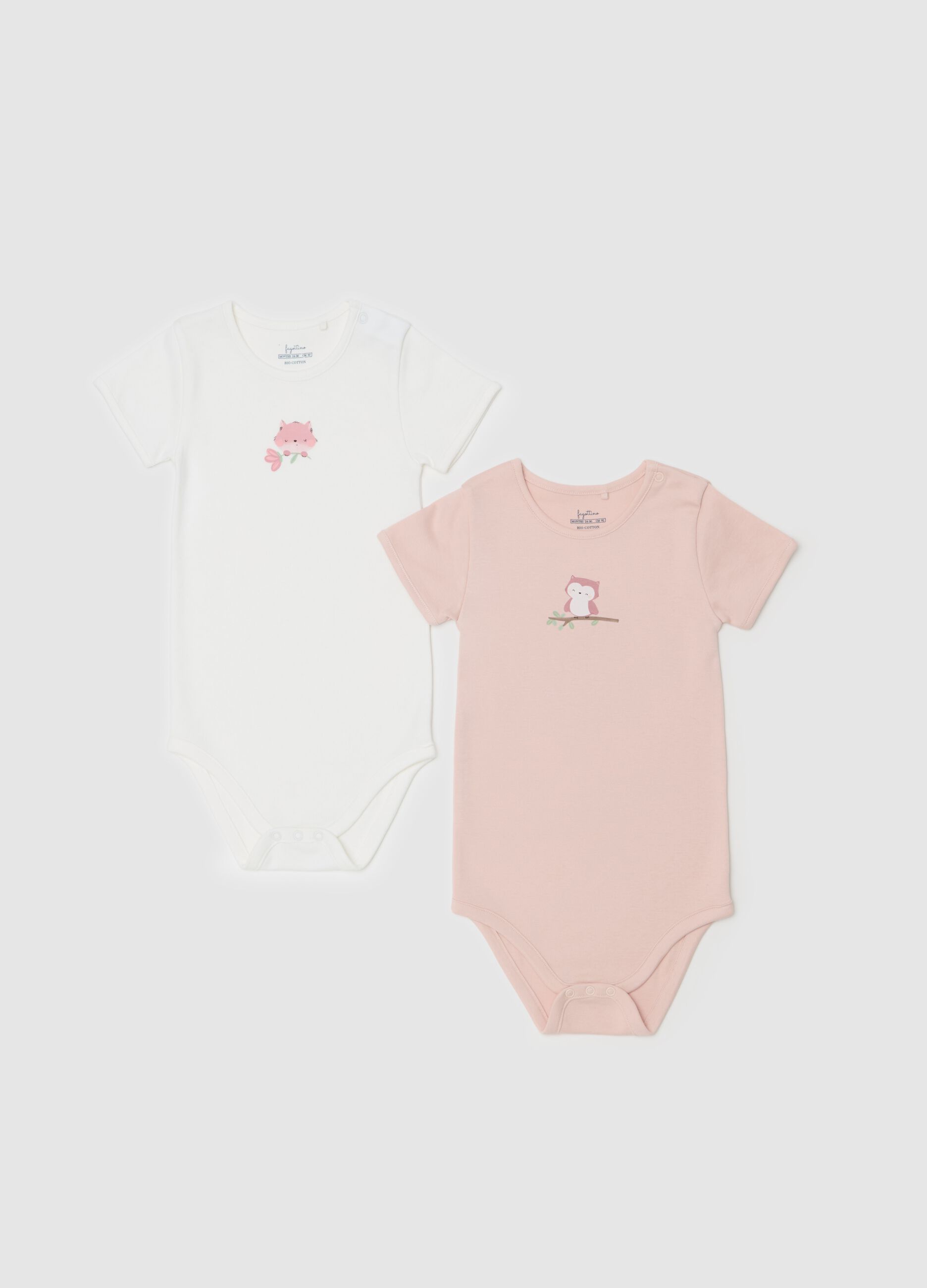 Two-pack organic cotton bodysuits with print