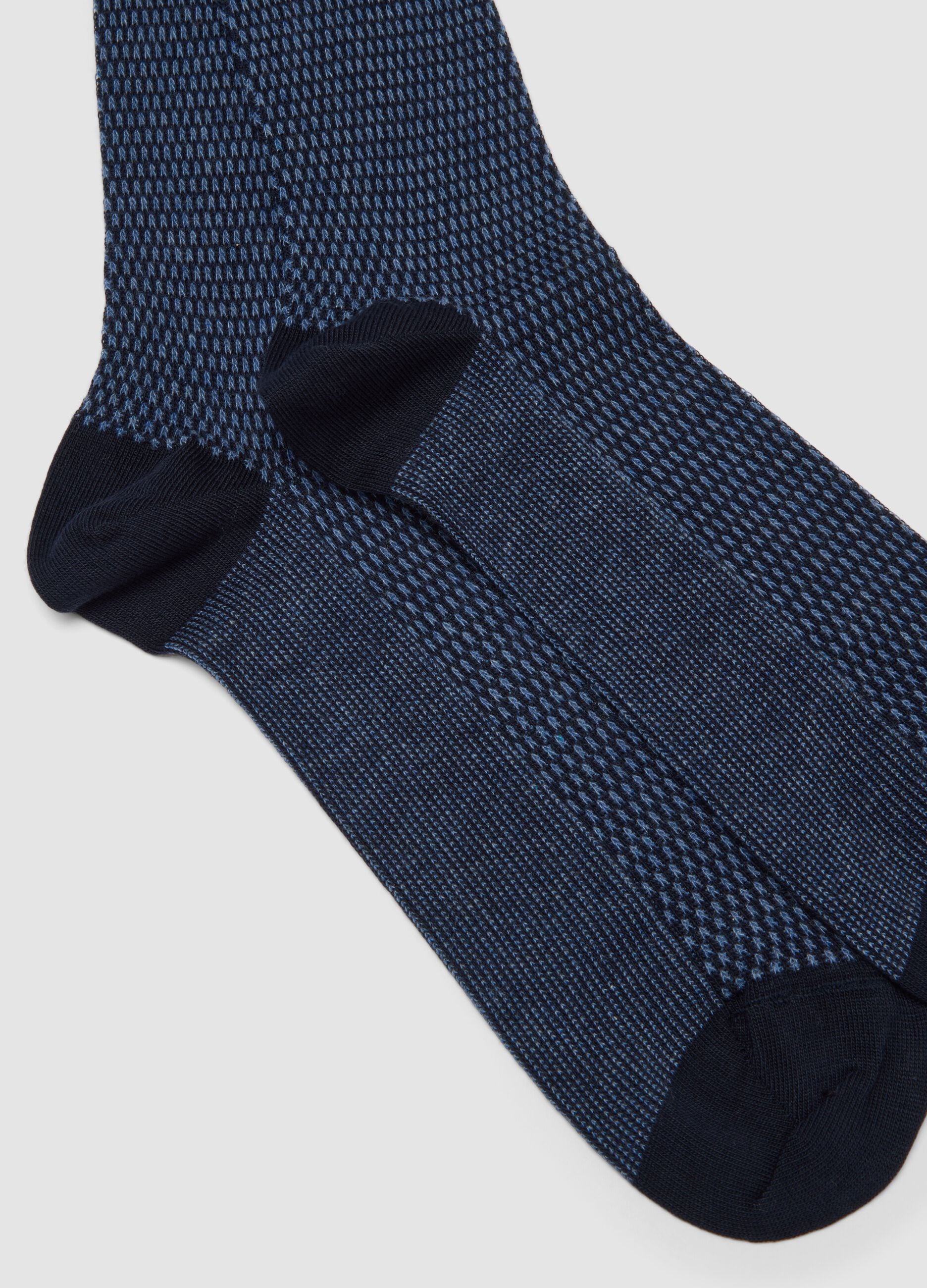 Blue long socks in stretch cotton
