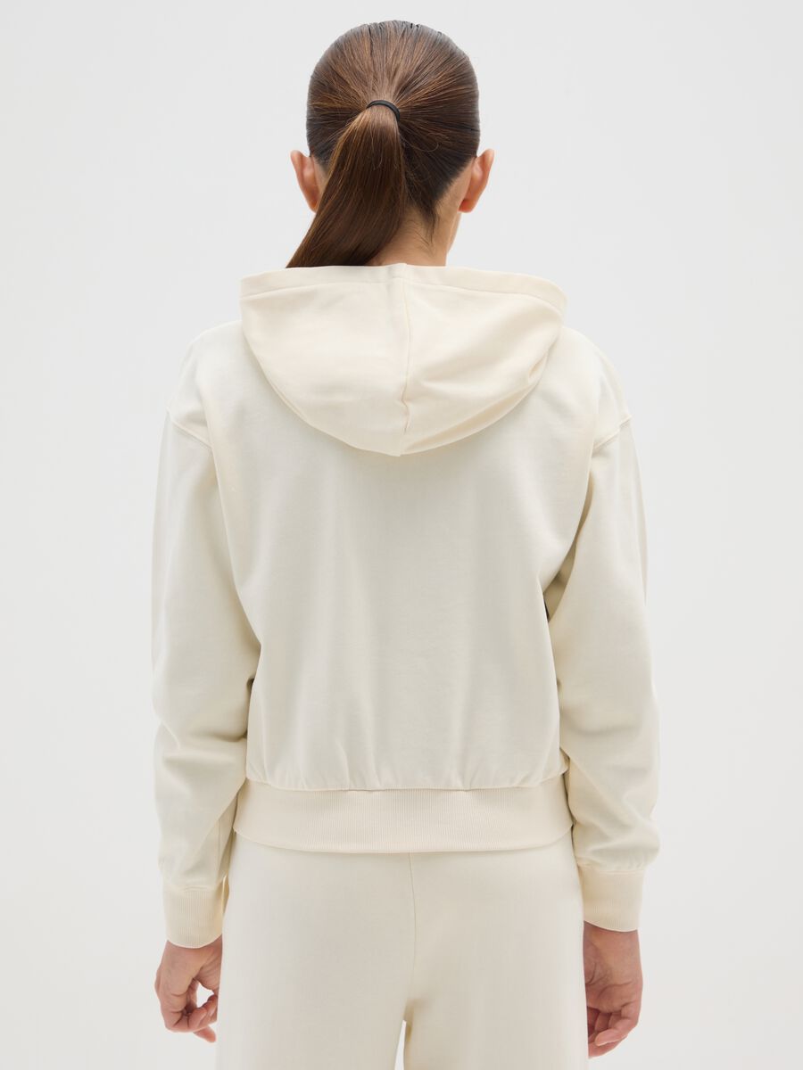 Felpa da ragazza in puro cotone beige regular fit_1