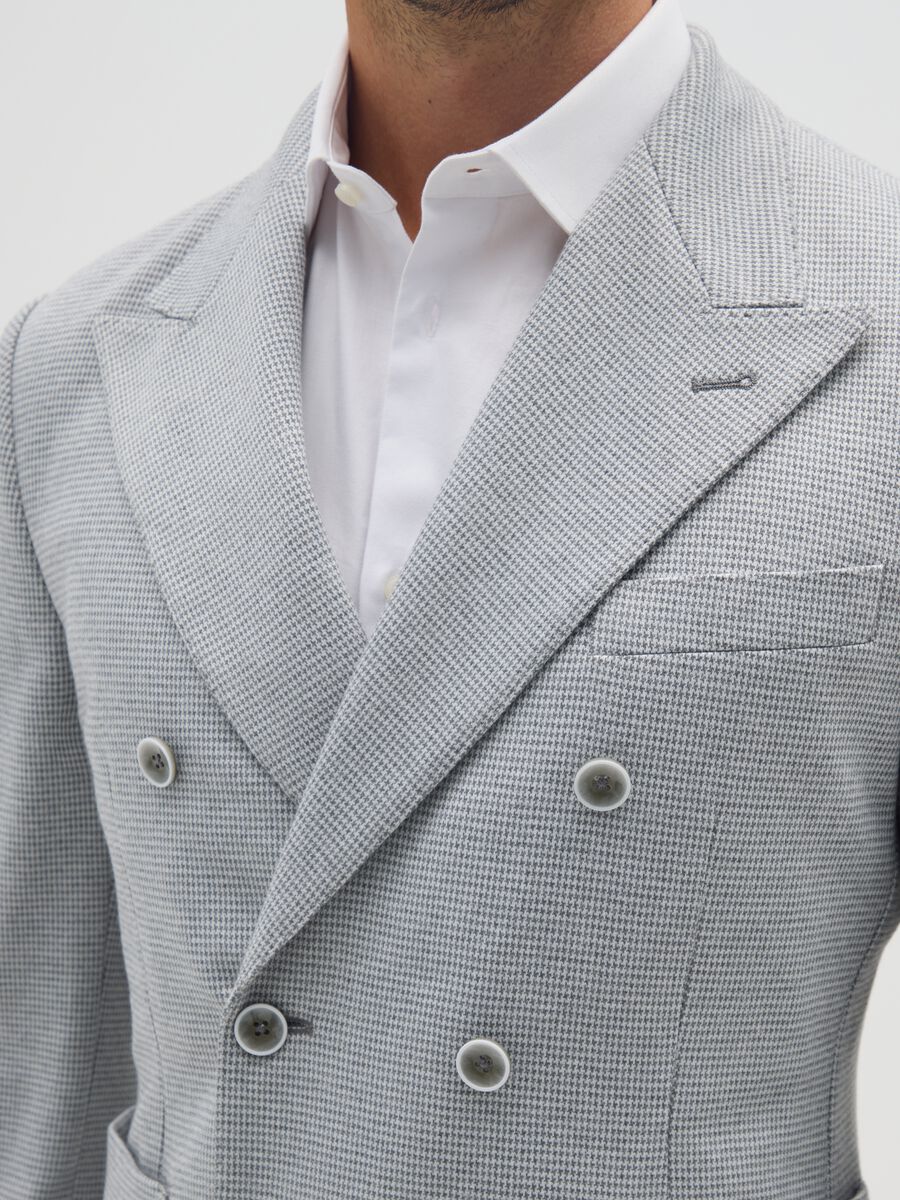 Blazer in misto cotone a quadri slim fit con bottoni_4