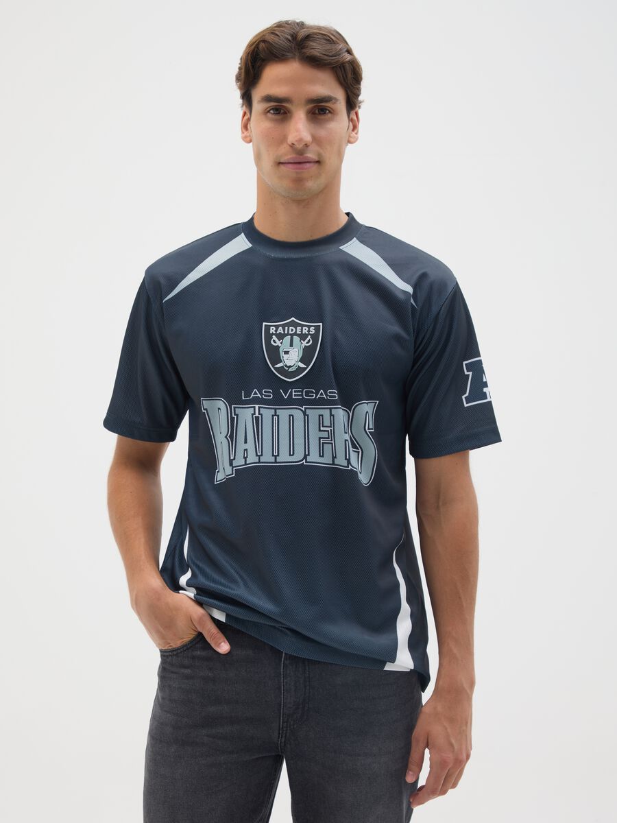 Blue T-shirt with Las Vegas Raiders graphics_0