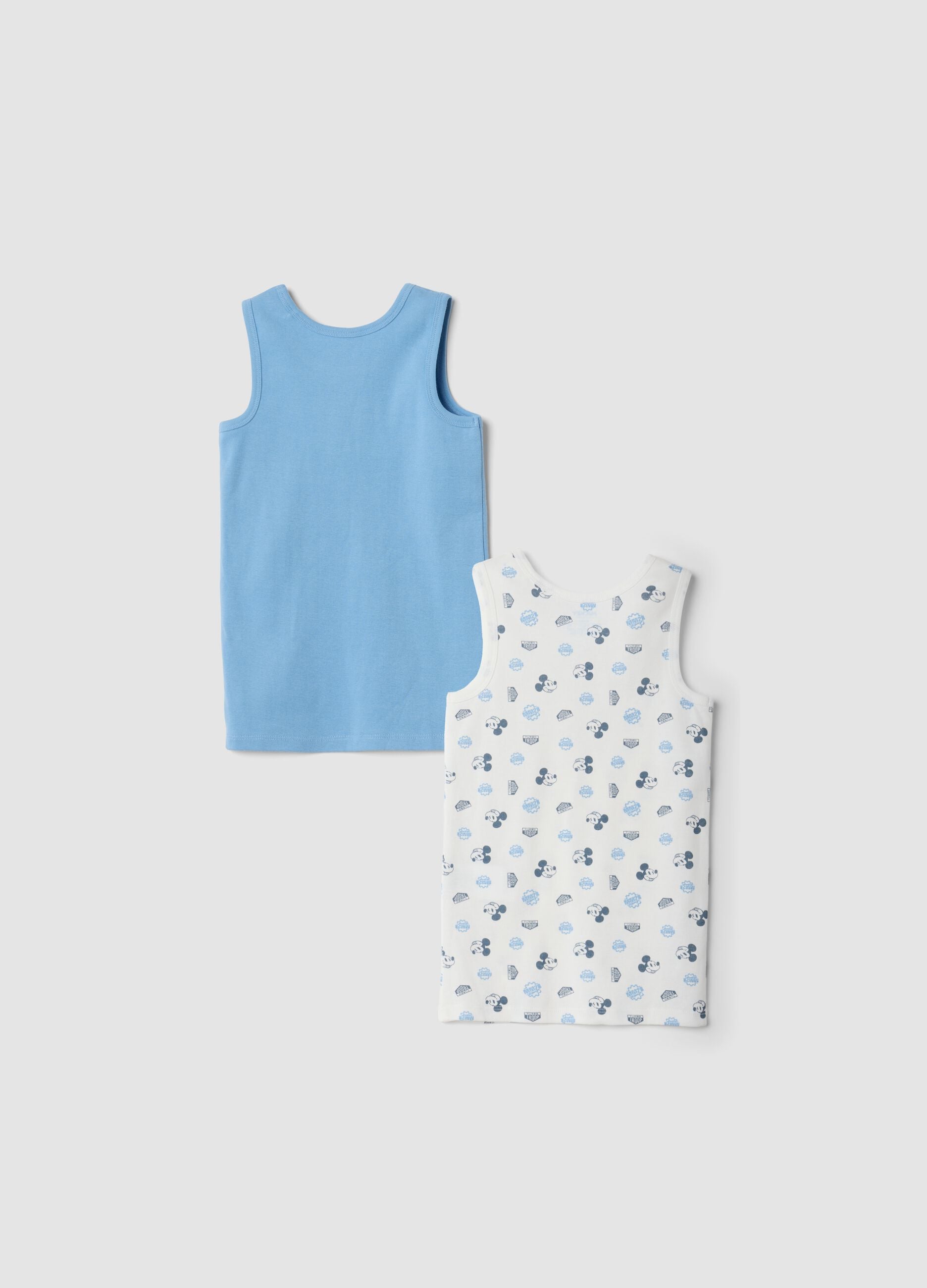 Bipack vogatori azzurro e bianco in puro cotone organico con stampa Mickey
