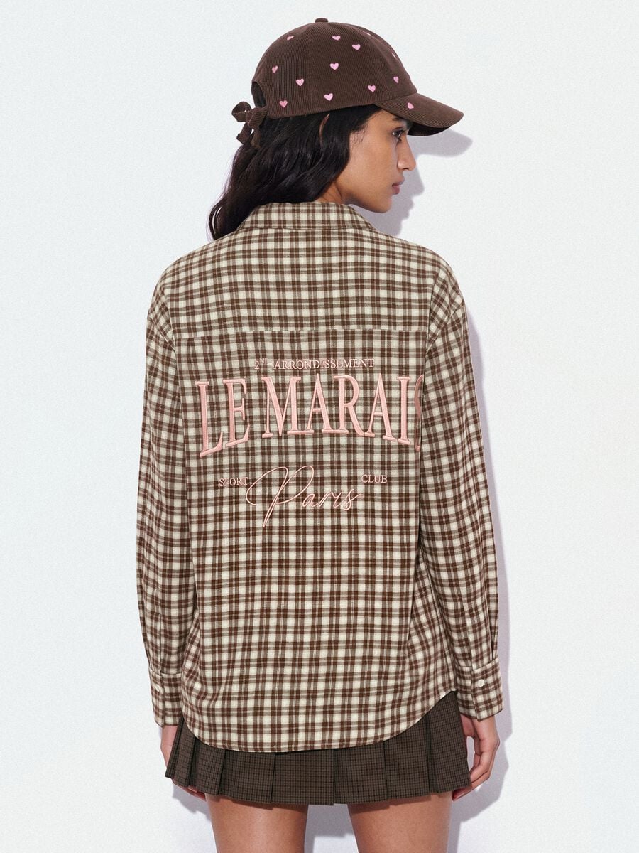 Brown checked pure cotton flannel shirt_3