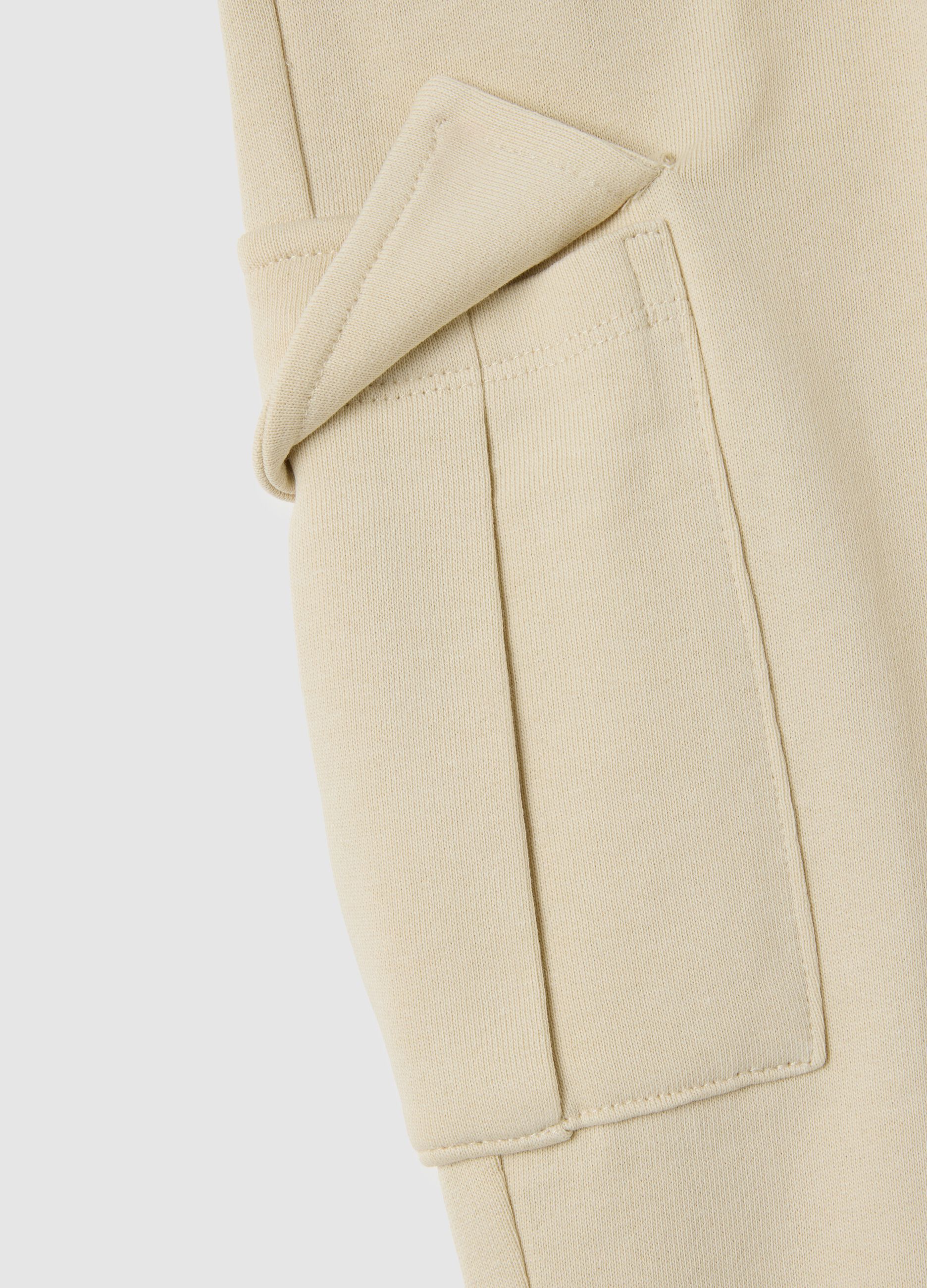 Children's beige regular fit cotton trousers