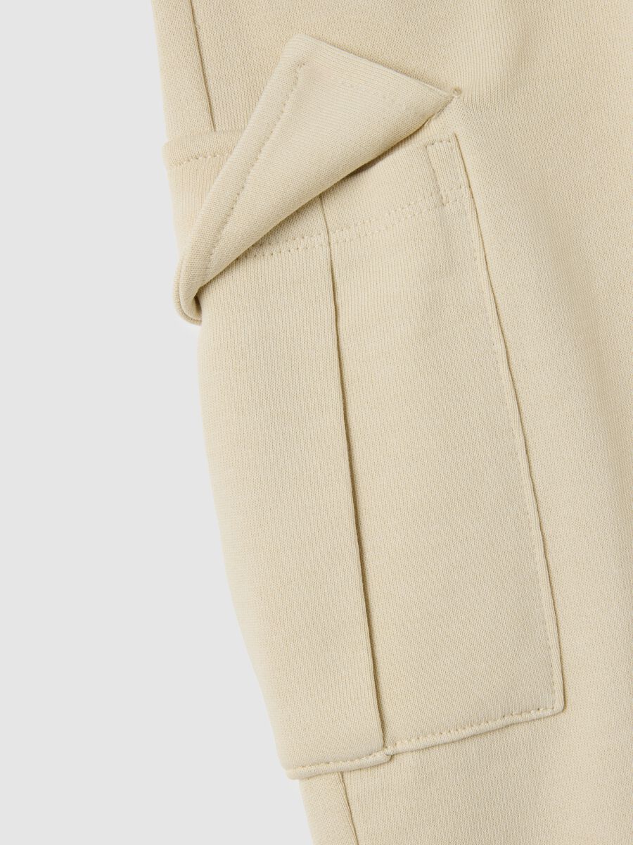 Children's beige regular fit cotton trousers_2