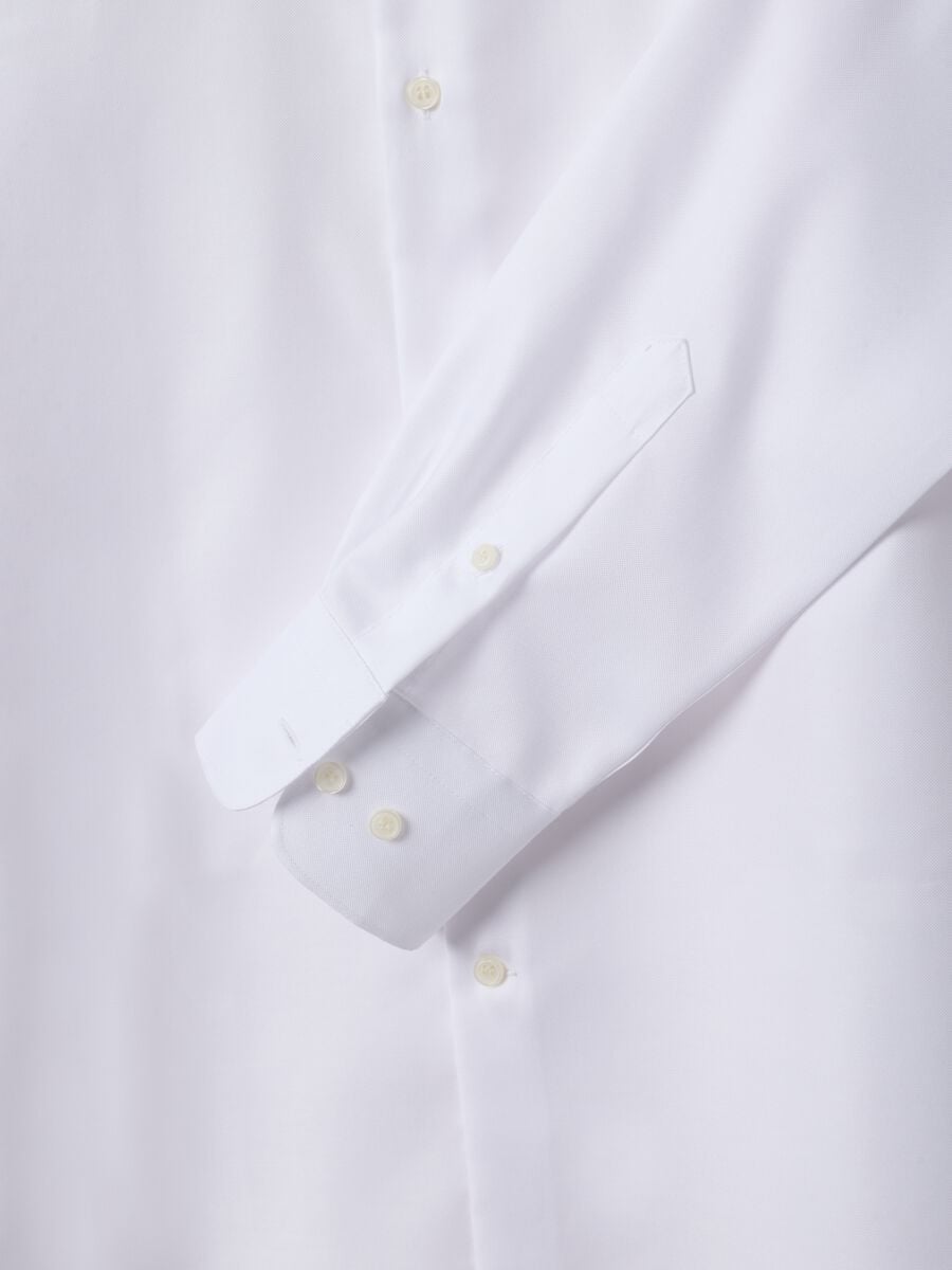 Camicia bianca in puro cotone con collo francese regular fit no iron_2