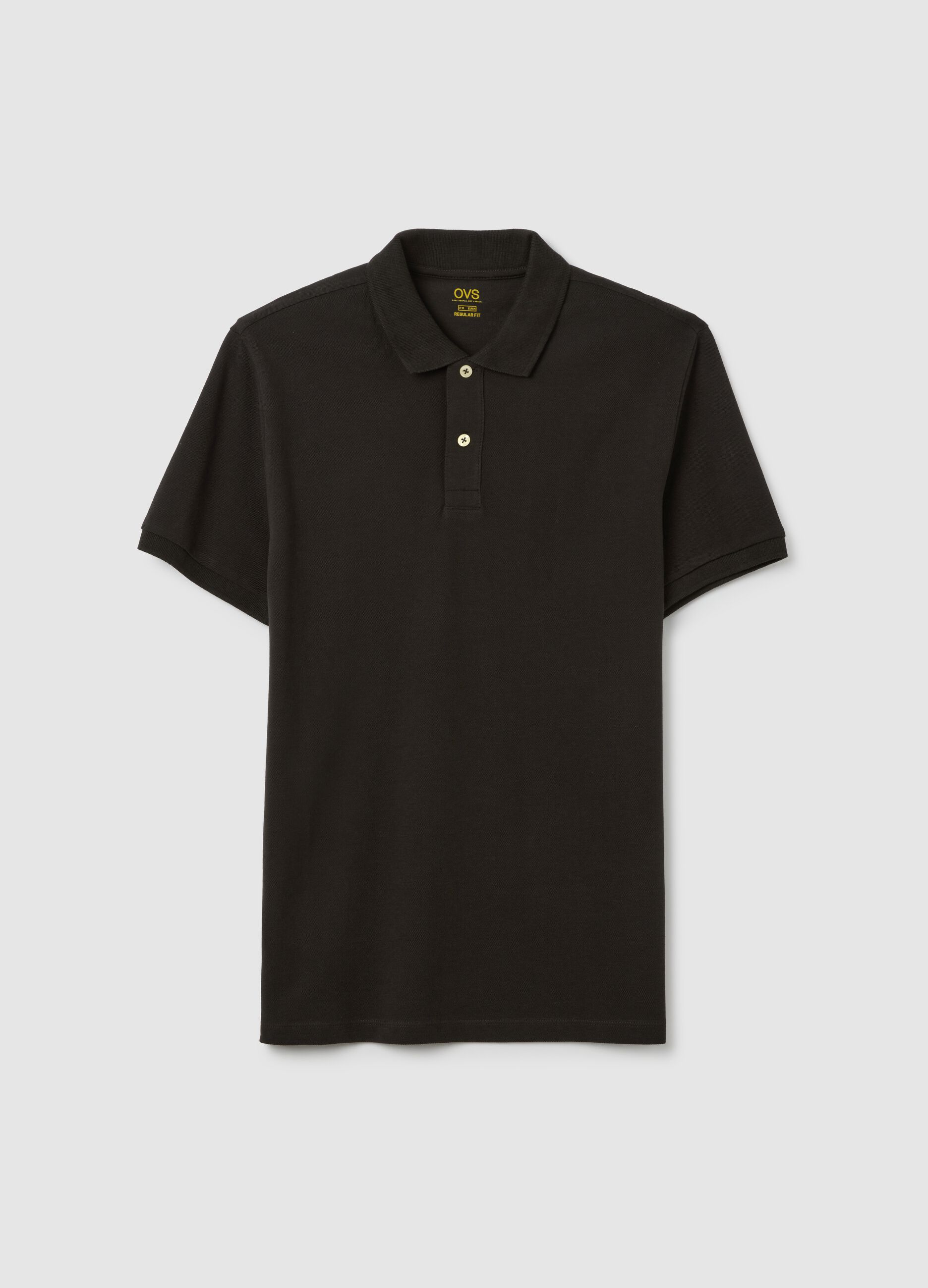 Men's black pure cotton polo shirt in regular fit