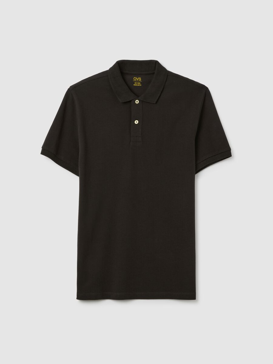 Men's black pure cotton polo shirt in regular fit_4