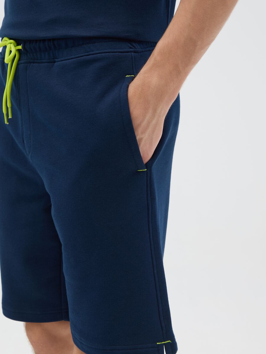 Men's dark blue cotton blend shorts regular fit_2
