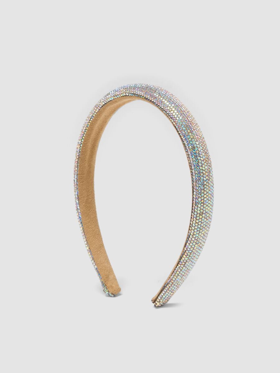 Beige headband with multicolour rhinestones for girls and teens_2