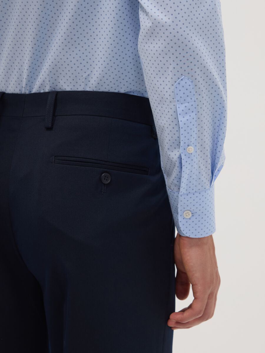 Light blue stretch cotton poplin shirt with spread collar_2