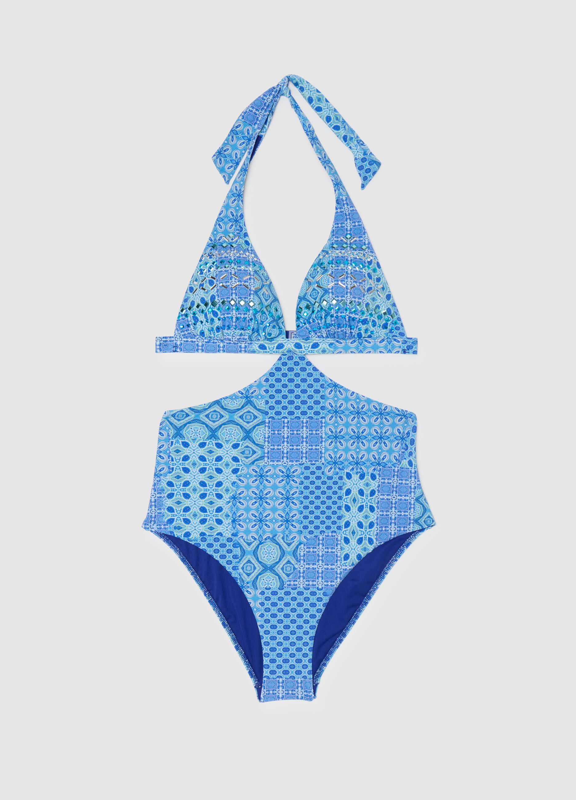 Women's Multicoloured Stretch One-Piece Swimsuit