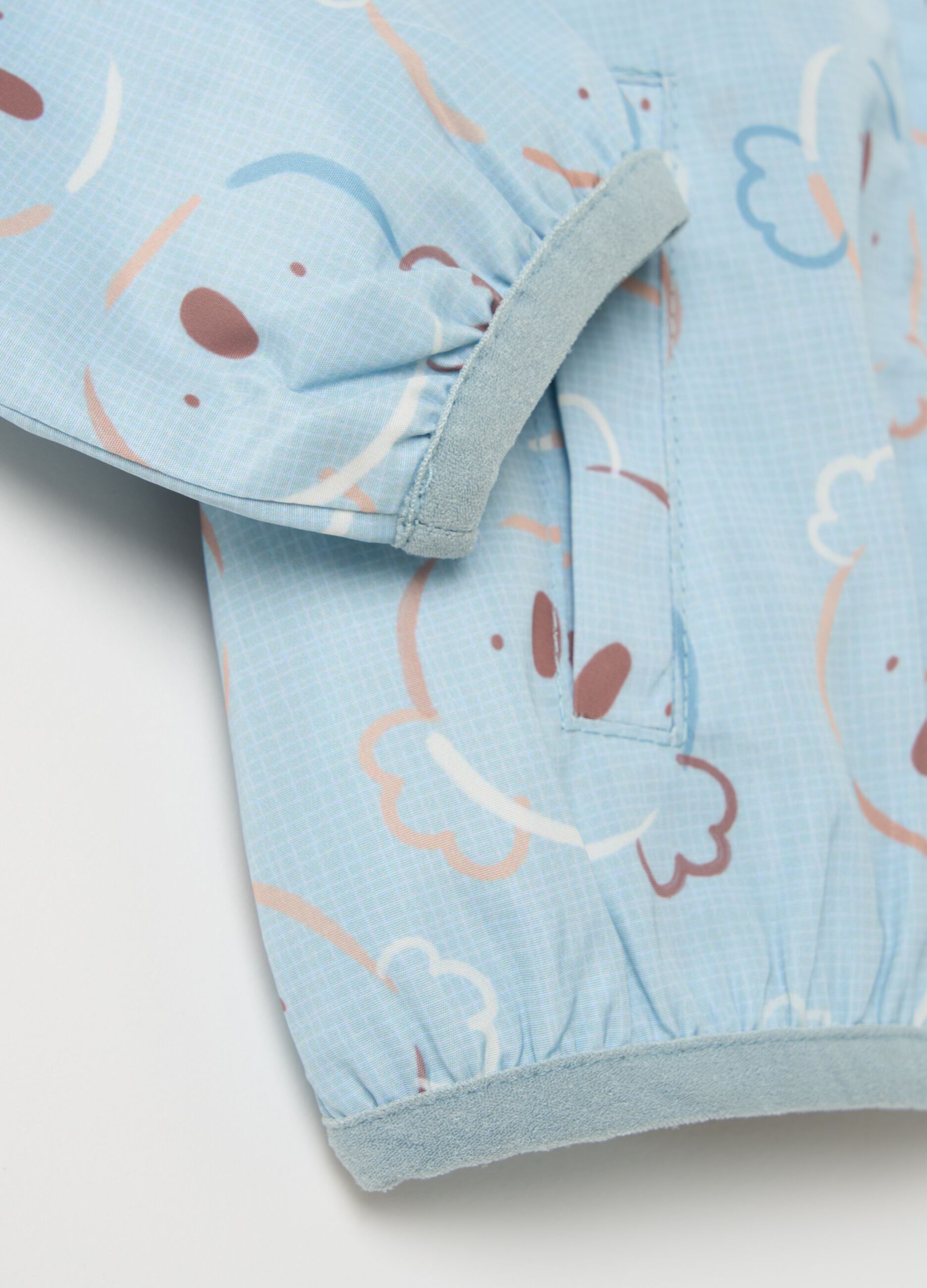 Waterproof jacket with hood and koala print