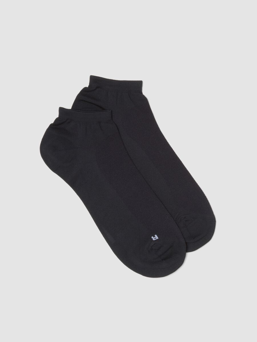 Navy ankle sports socks in stretch fabric_0