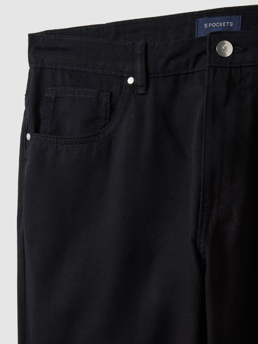 Pantaloni in puro cotone nero regular fit_6