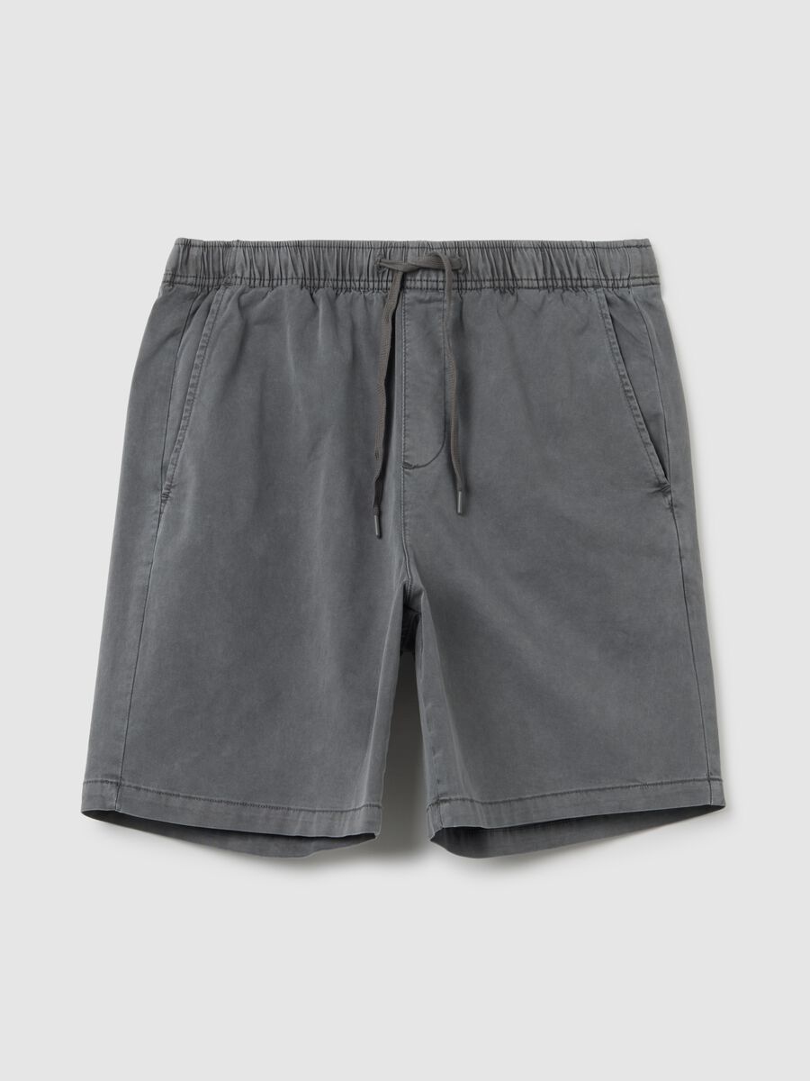 Stretch cotton shorts with drawstring_1