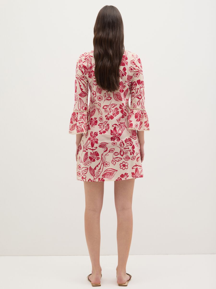 Women’s short dress in 100% multicoloured cotton with floral print_3