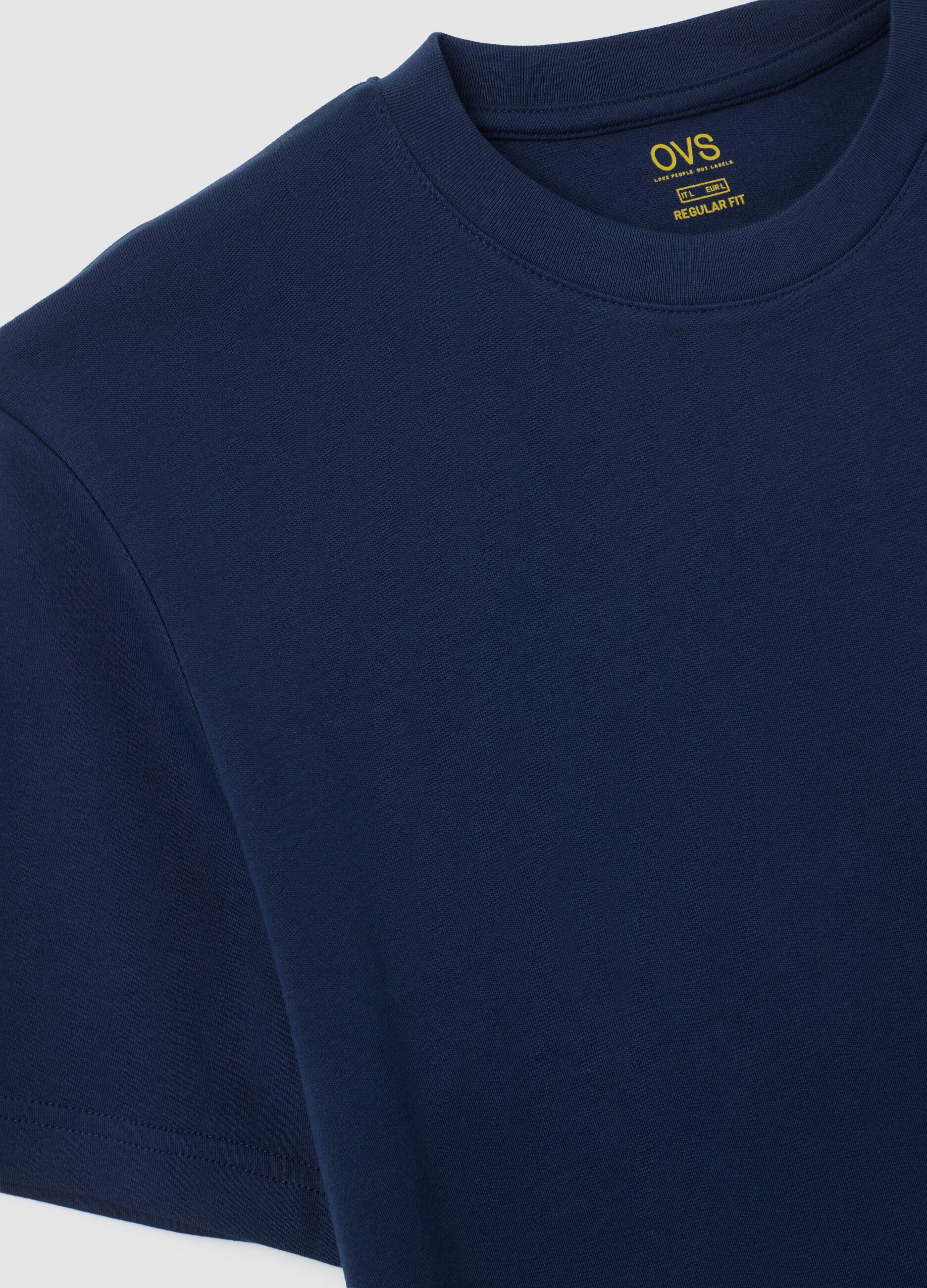 Short Sleeve Blue Cotton T-Shirt