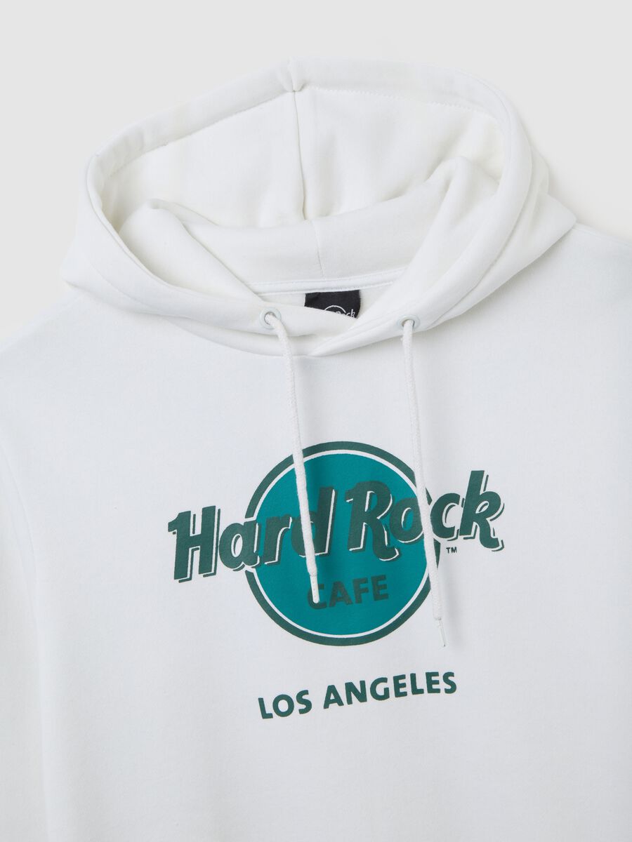 White Cotton Blend Hoodie with Hard Rock Cafe Logo_5