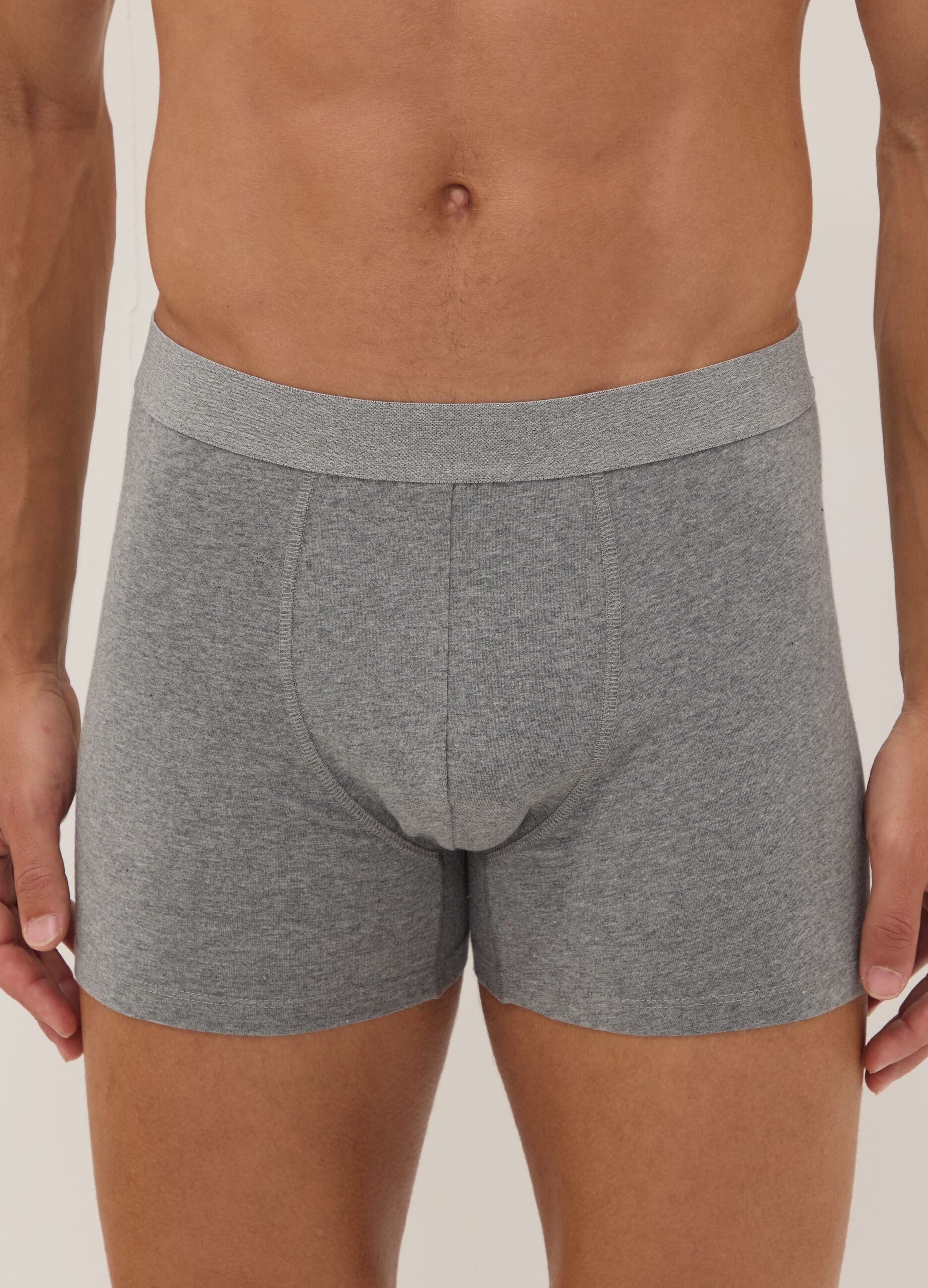 3-pack of grey organic cotton mid-length boxer briefs