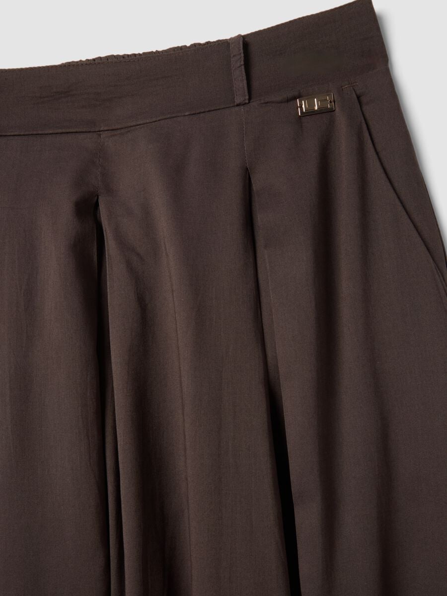 Brown pure cotton palazzo trousers_5