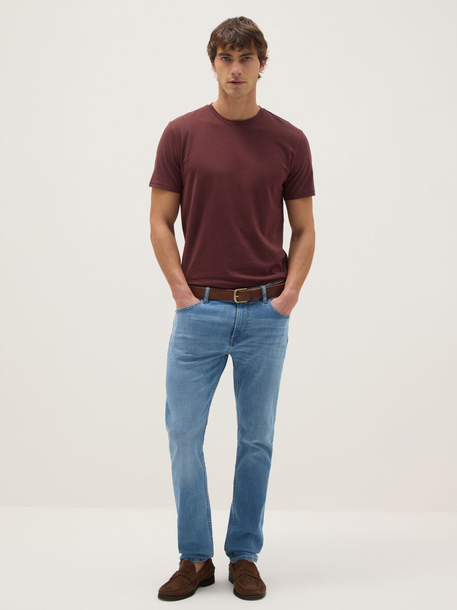 Red slim fit stretchy cotton T-shirt_1