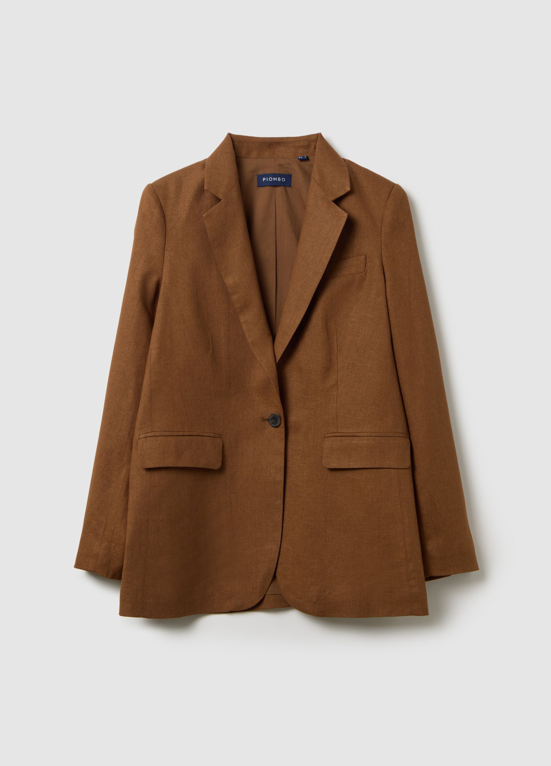 Brown mixed fabric blazer