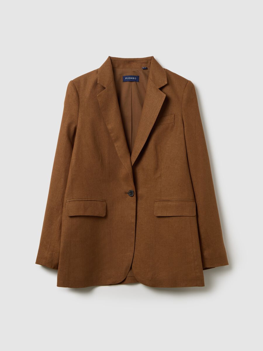 Brown mixed fabric blazer_4