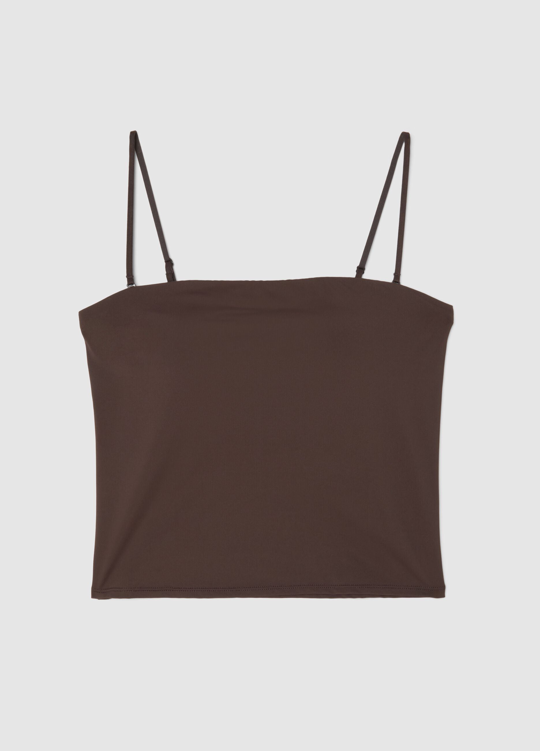 Brown regular fit camisole with square neckline
