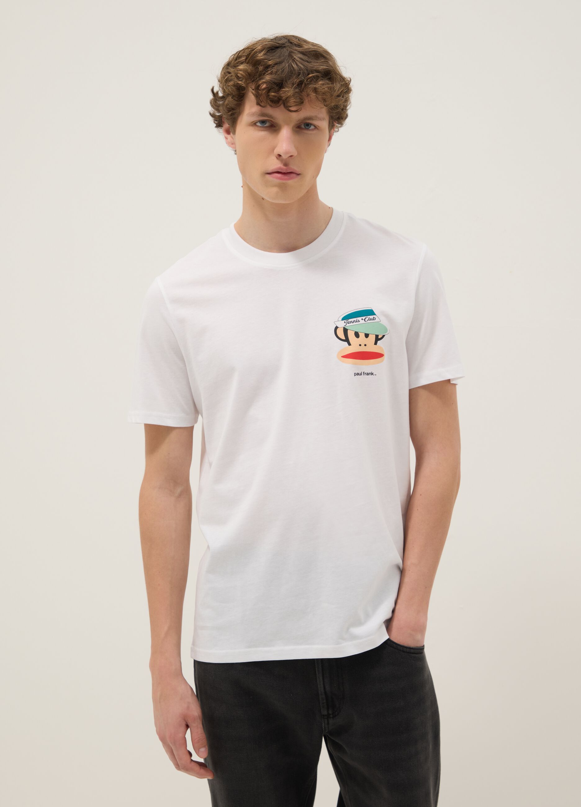 White Paul Frank print T-shirt in pure cotton, regular fit