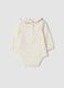 White bodysuit with ruffled collar in stretch organic cotton_1