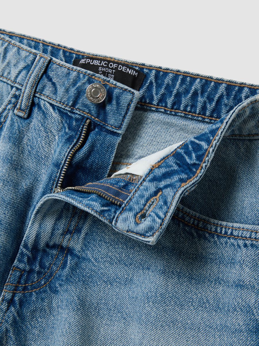 Light blue pure cotton denim shorts_1