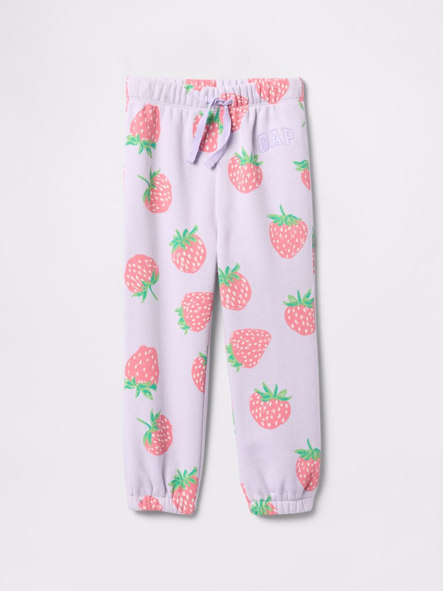 Purple joggers with drawstring and strawberries print_0