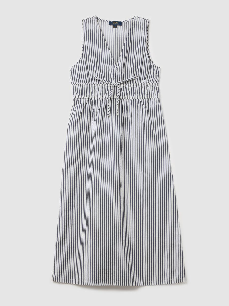 Striped midi dress with V neck_4