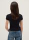 Black stretch cotton fitted t-shirt for girls_0