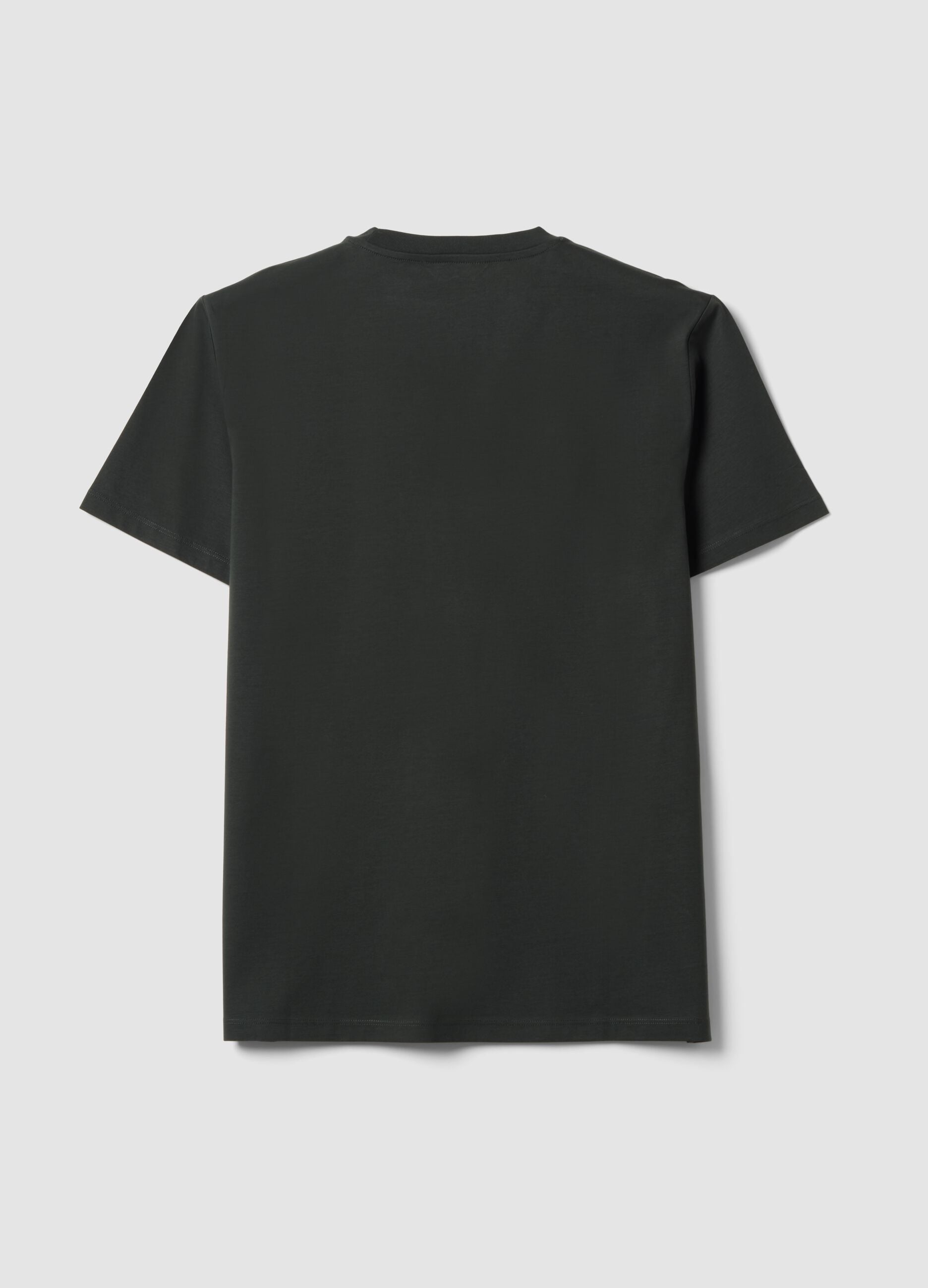 Grey mercerised pure cotton crew-neck T-shirt, regular fit