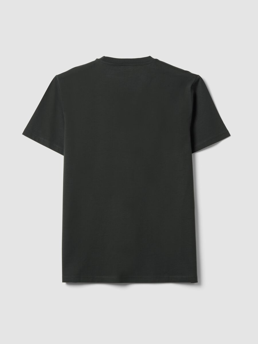 Grey mercerised pure cotton crew-neck T-shirt, regular fit_2