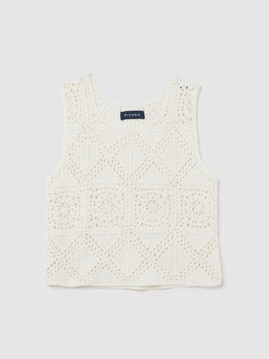 White crochet knit tank top_4