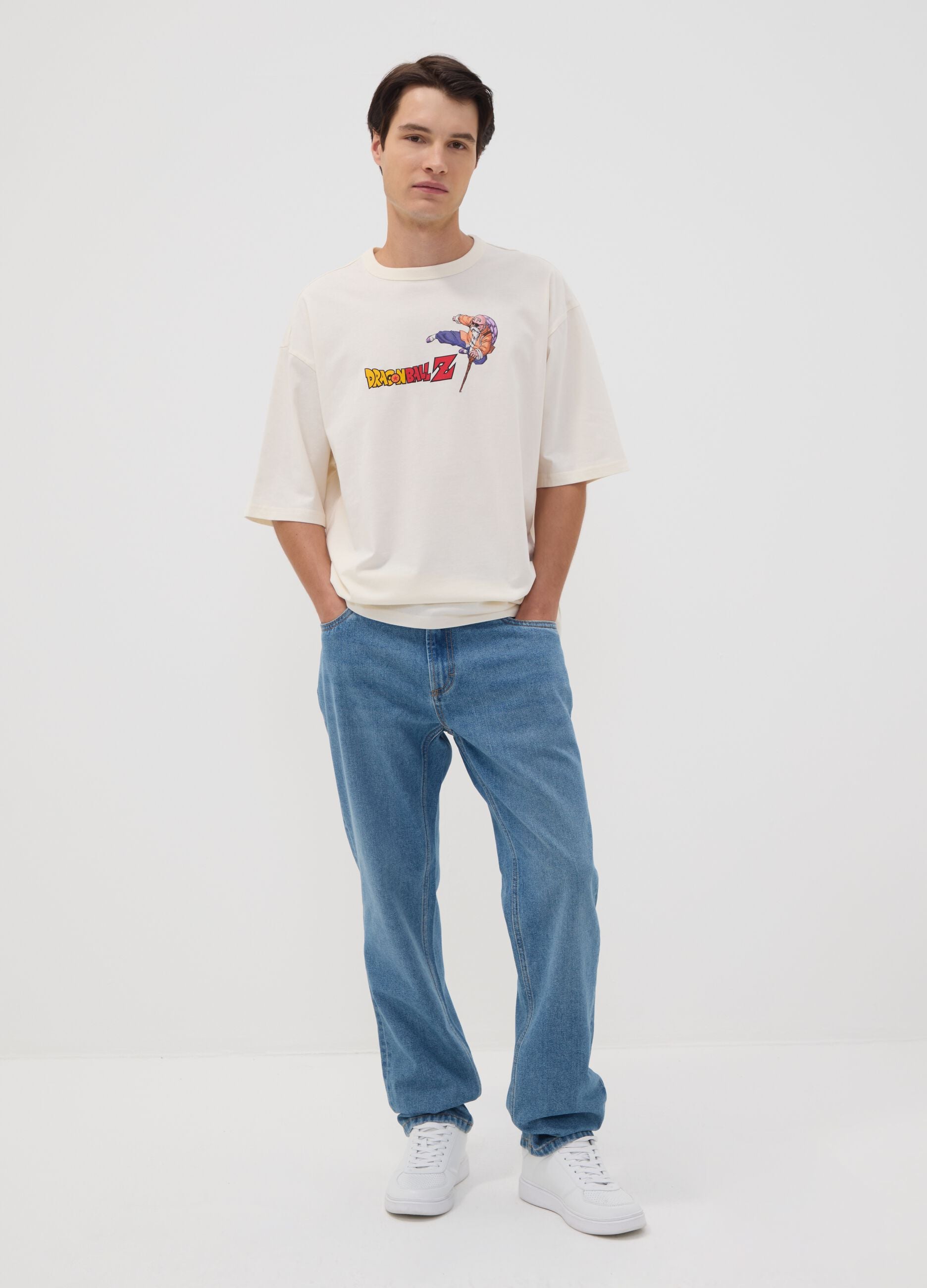 White pure cotton T-shirt with Dragon Ball Z print