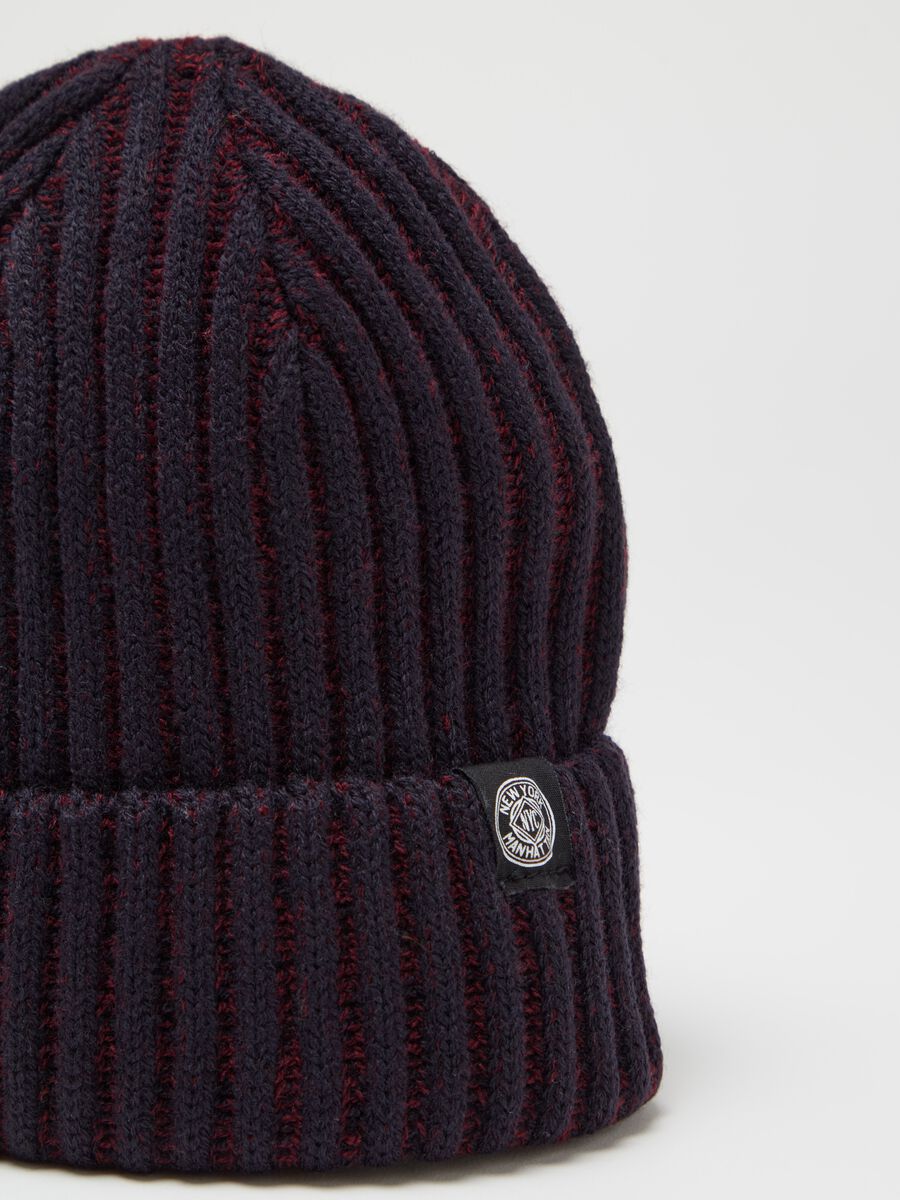 Ribbed knit hat with fold_2