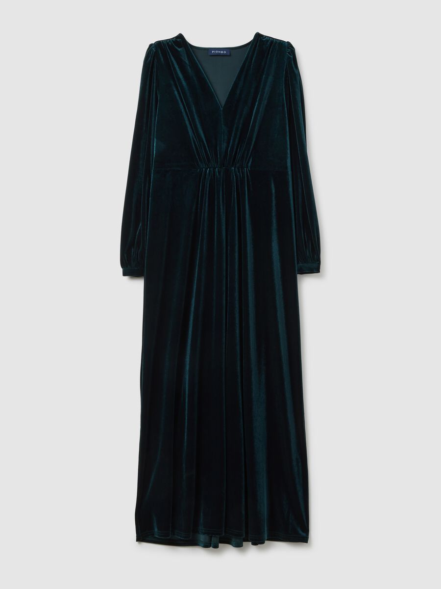 Long Green Dress with V-Neck_4