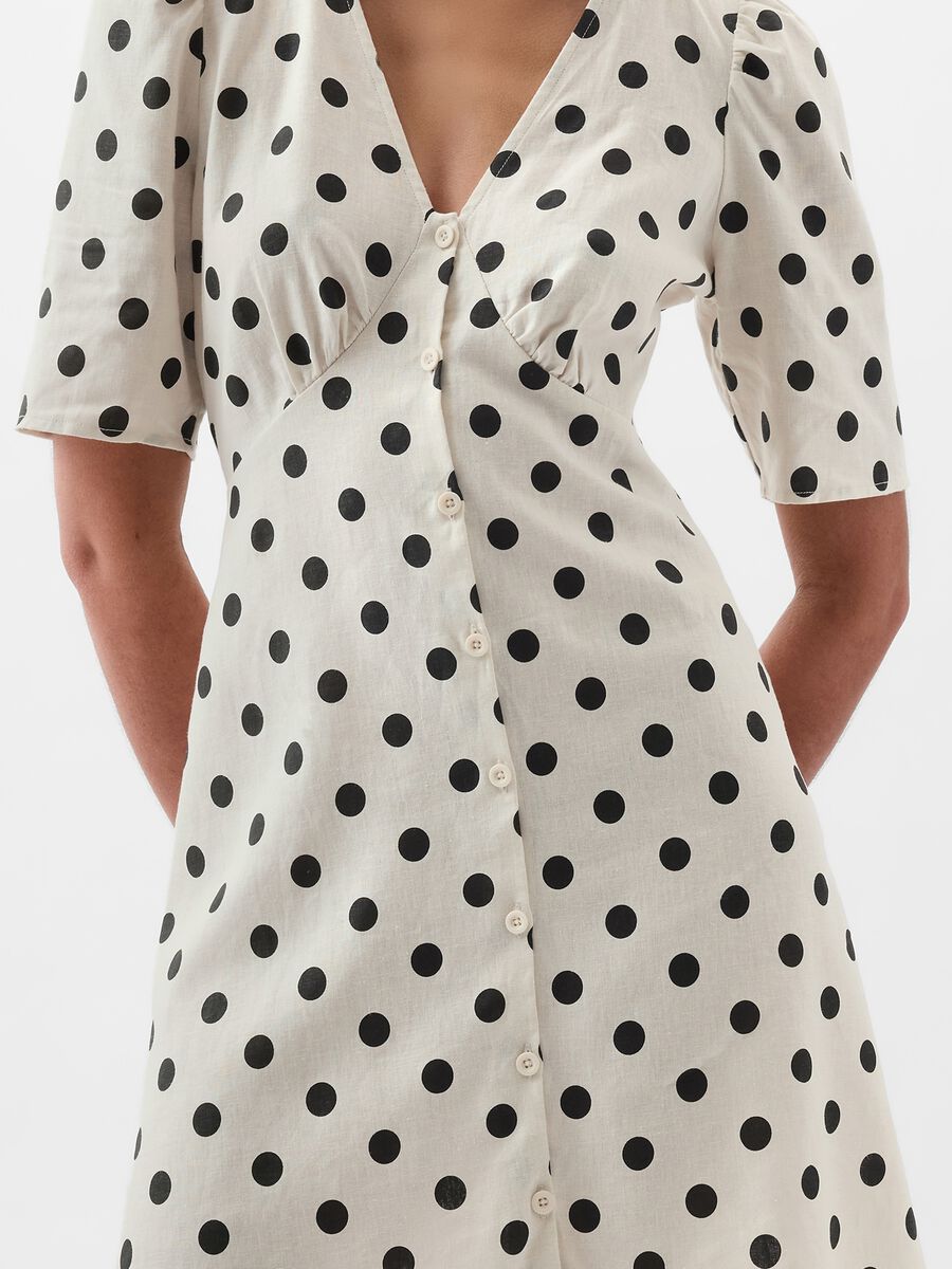 Short polka dot dress with buttons_2