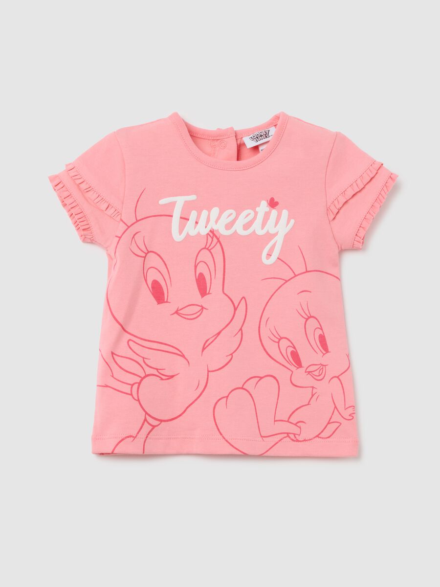 Pink pure cotton baby girl T-shirt with Disney print, regular fit_0