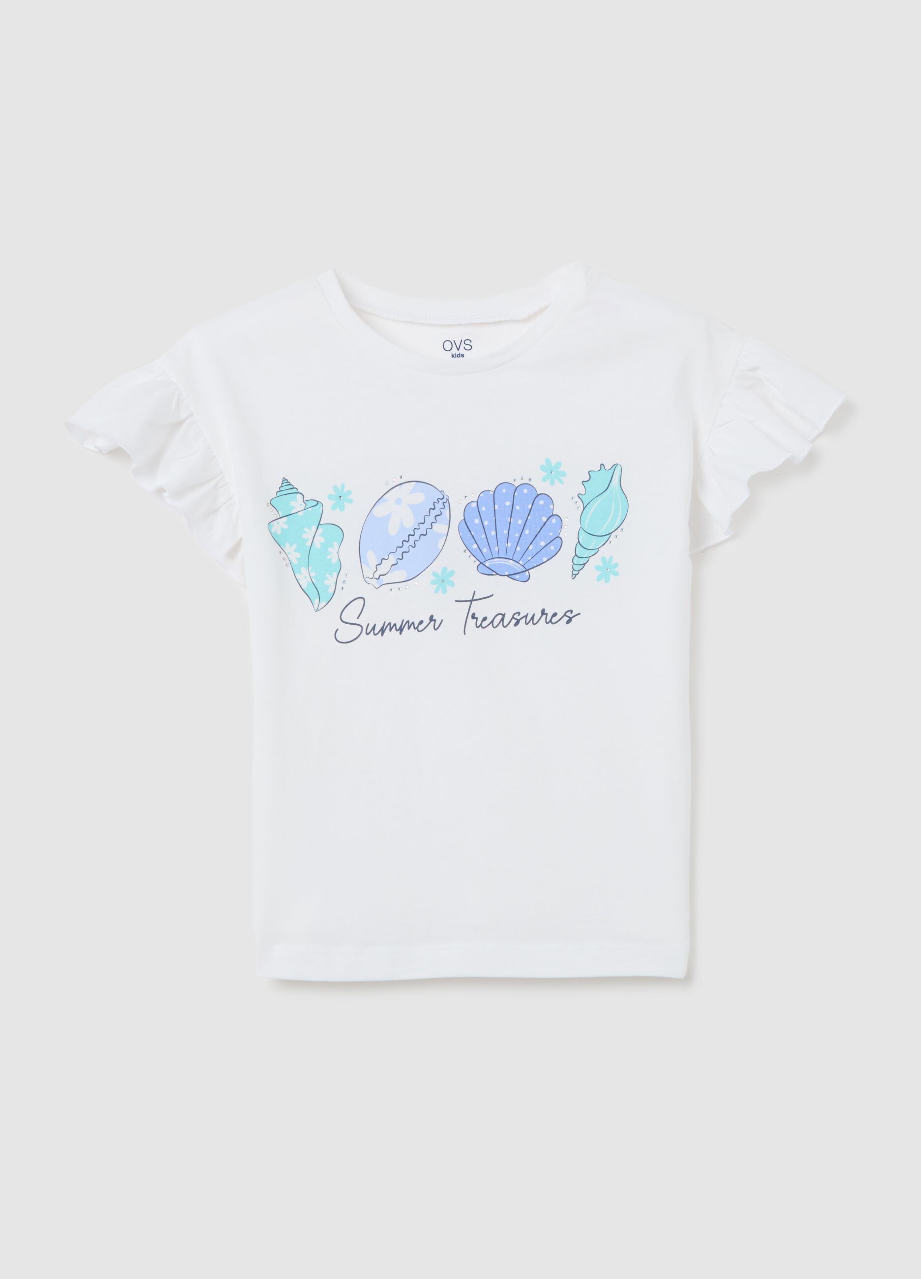 White cotton T-shirt with print