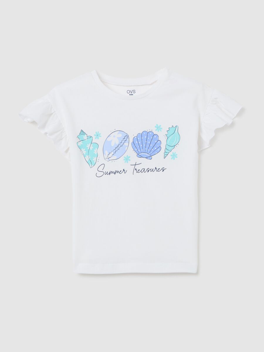 White cotton T-shirt with print_0