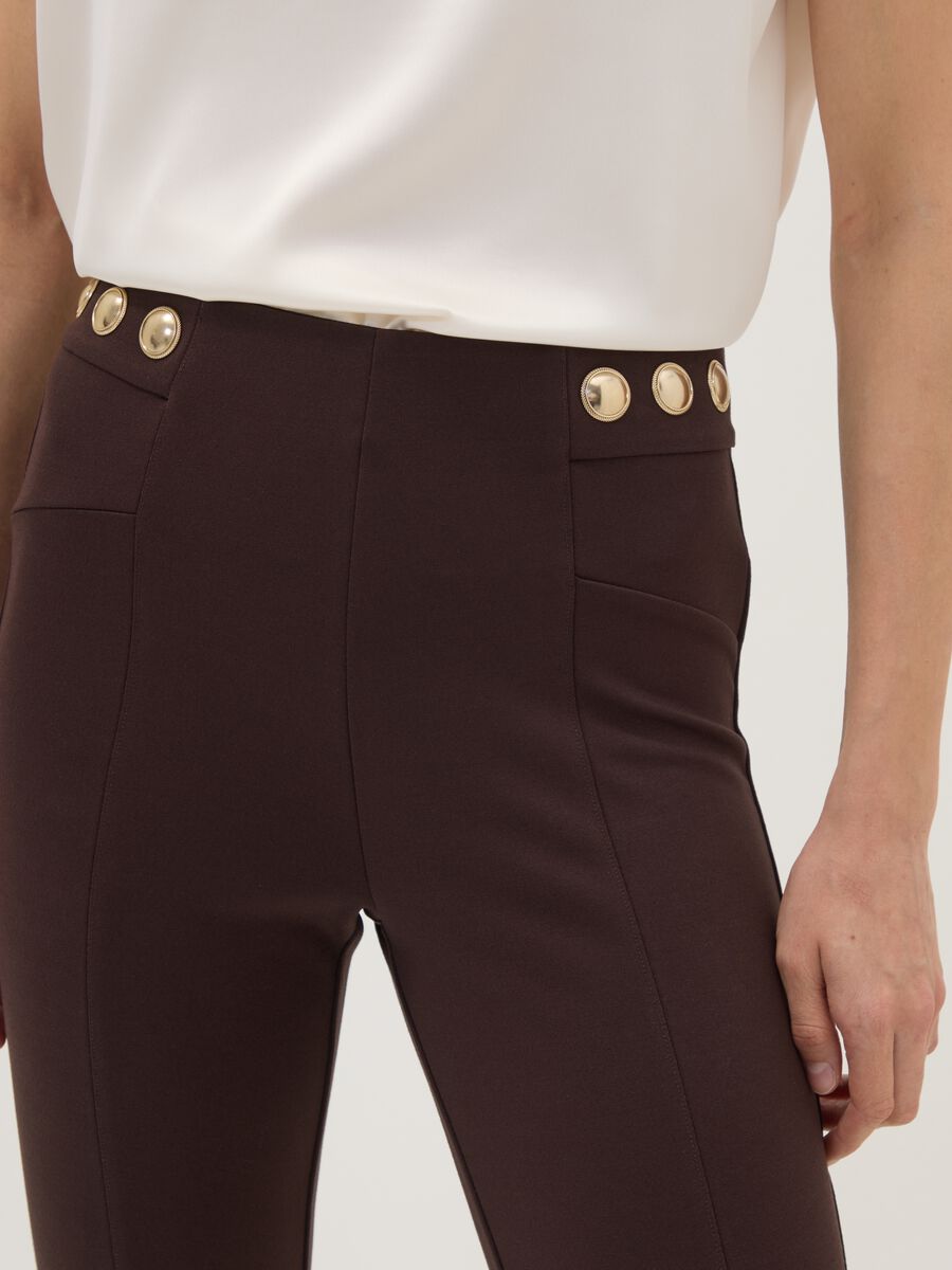 Leggings marroni in punto Milano di viscosa elasticizzata skinny fit_2