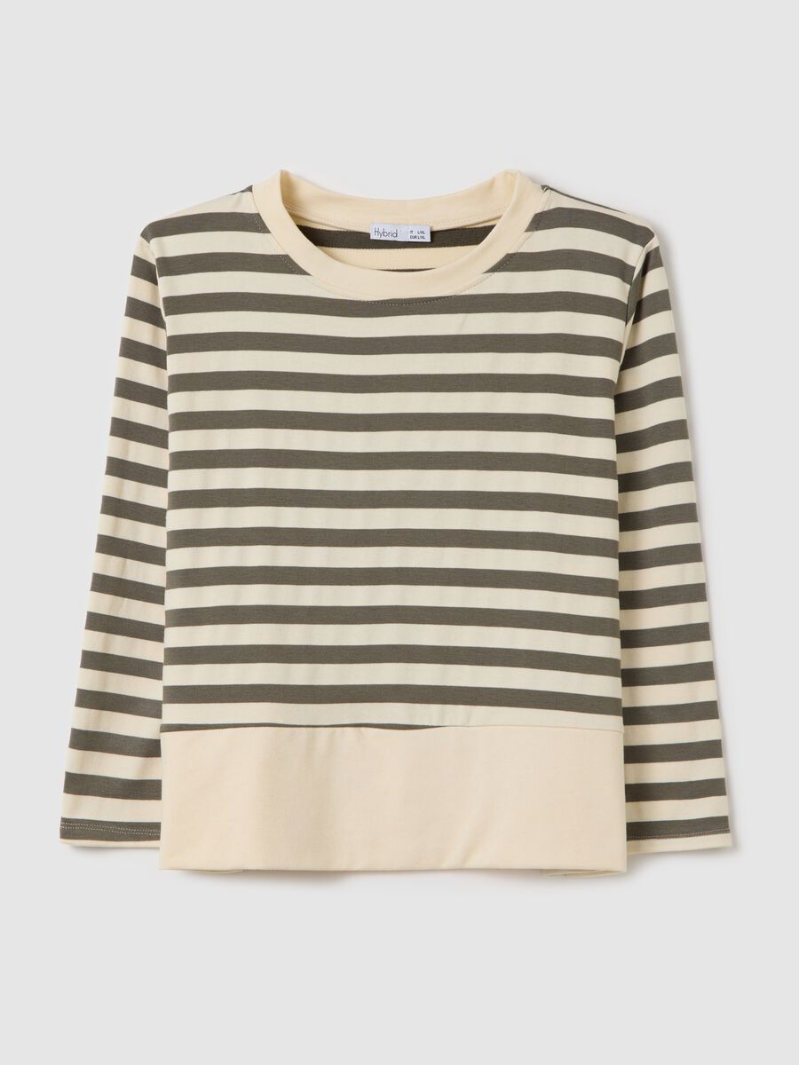 Beige and green striped top with long sleeves_4