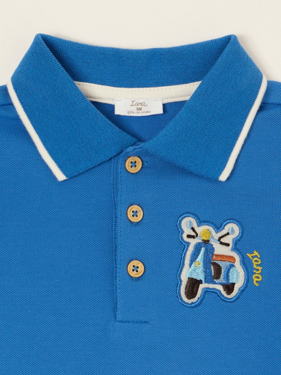 Baby regular-fit short-sleeved blue stretch-cotton polo shirt_1