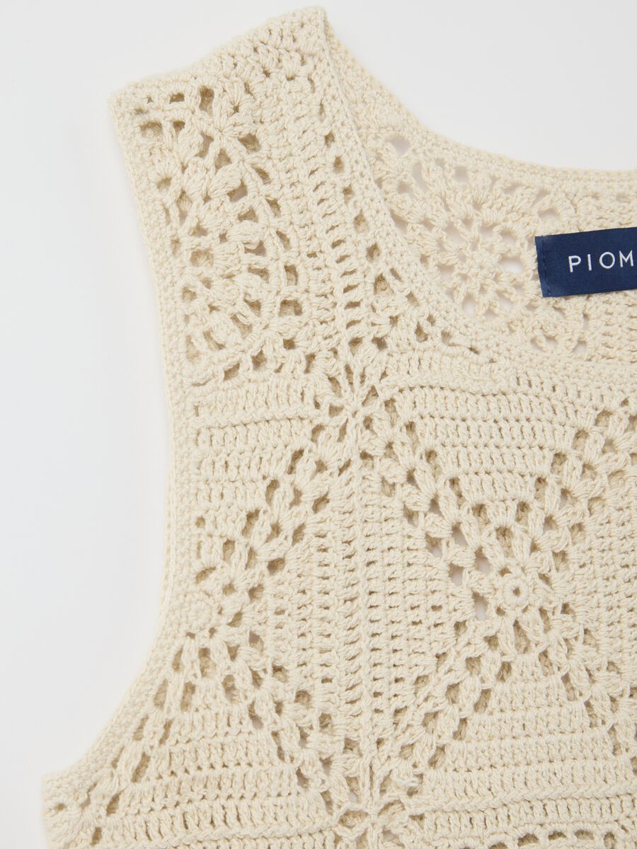 Beige crochet knit tank top_5
