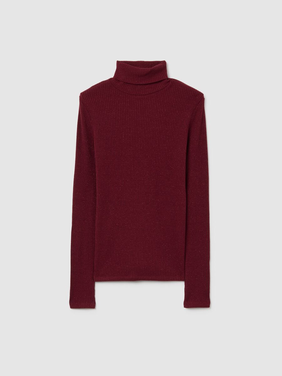 Maglia girocollo con maniche lunghe a righe rossa regular fit_4